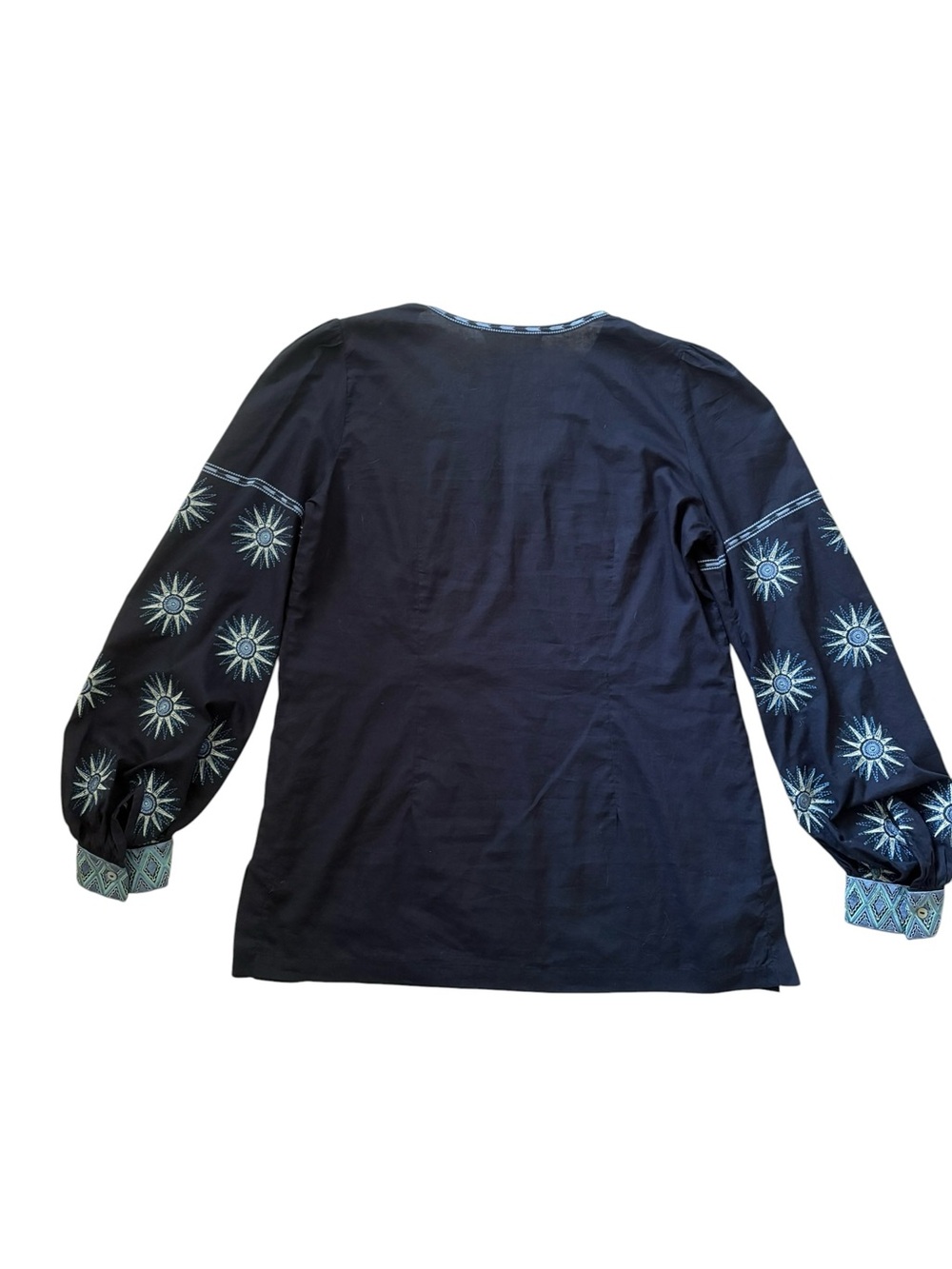 Emporio Sirenuse Positano Hand Embroidered Celestial Sun Balloon Sleeve Top 40 - Picture 3 of 11